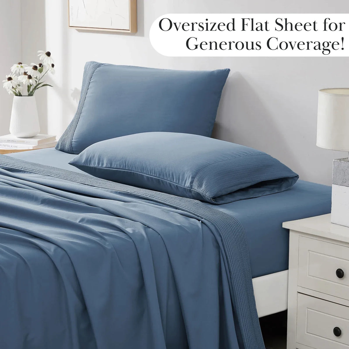 Pleated Microfiber Bed Sheet Set with 21-Inch Extra Deep Pockets for a Soft and Coordinated Bedroom