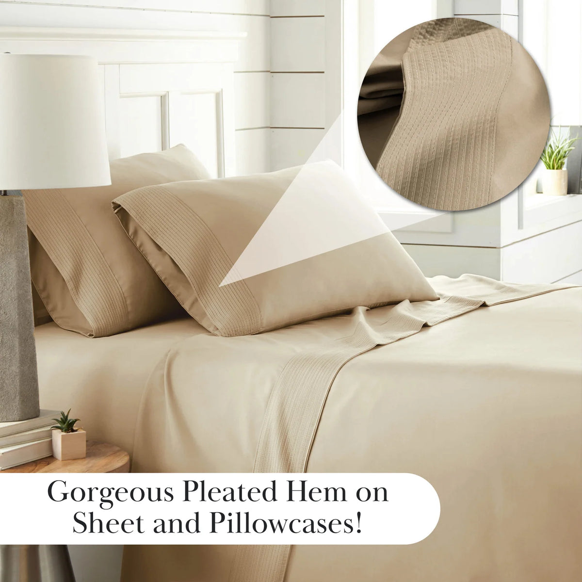 Pleated Microfiber Bed Sheet Set with 21-Inch Extra Deep Pockets for a Soft and Coordinated Bedroom