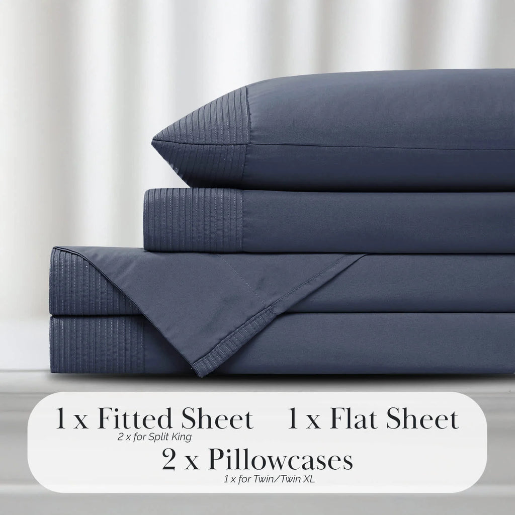 Pleated Microfiber Bed Sheet Set with 21-Inch Extra Deep Pockets for a Soft and Coordinated Bedroom