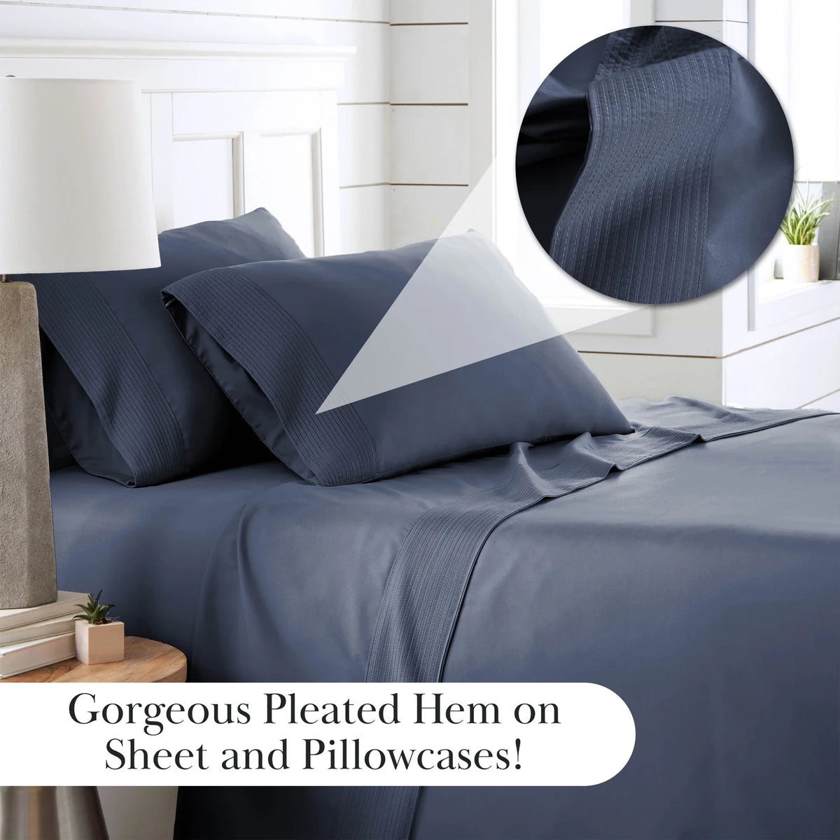 Pleated Microfiber Bed Sheet Set with 21-Inch Extra Deep Pockets for a Soft and Coordinated Bedroom