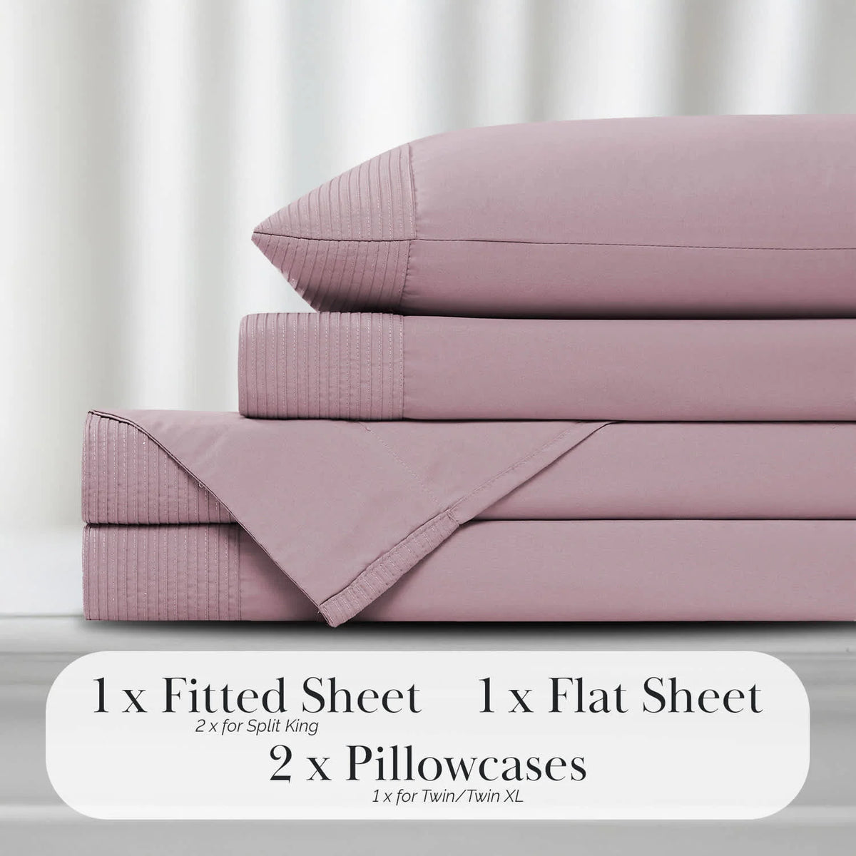 Pleated Microfiber Bed Sheet Set with 21-Inch Extra Deep Pockets for a Soft and Coordinated Bedroom