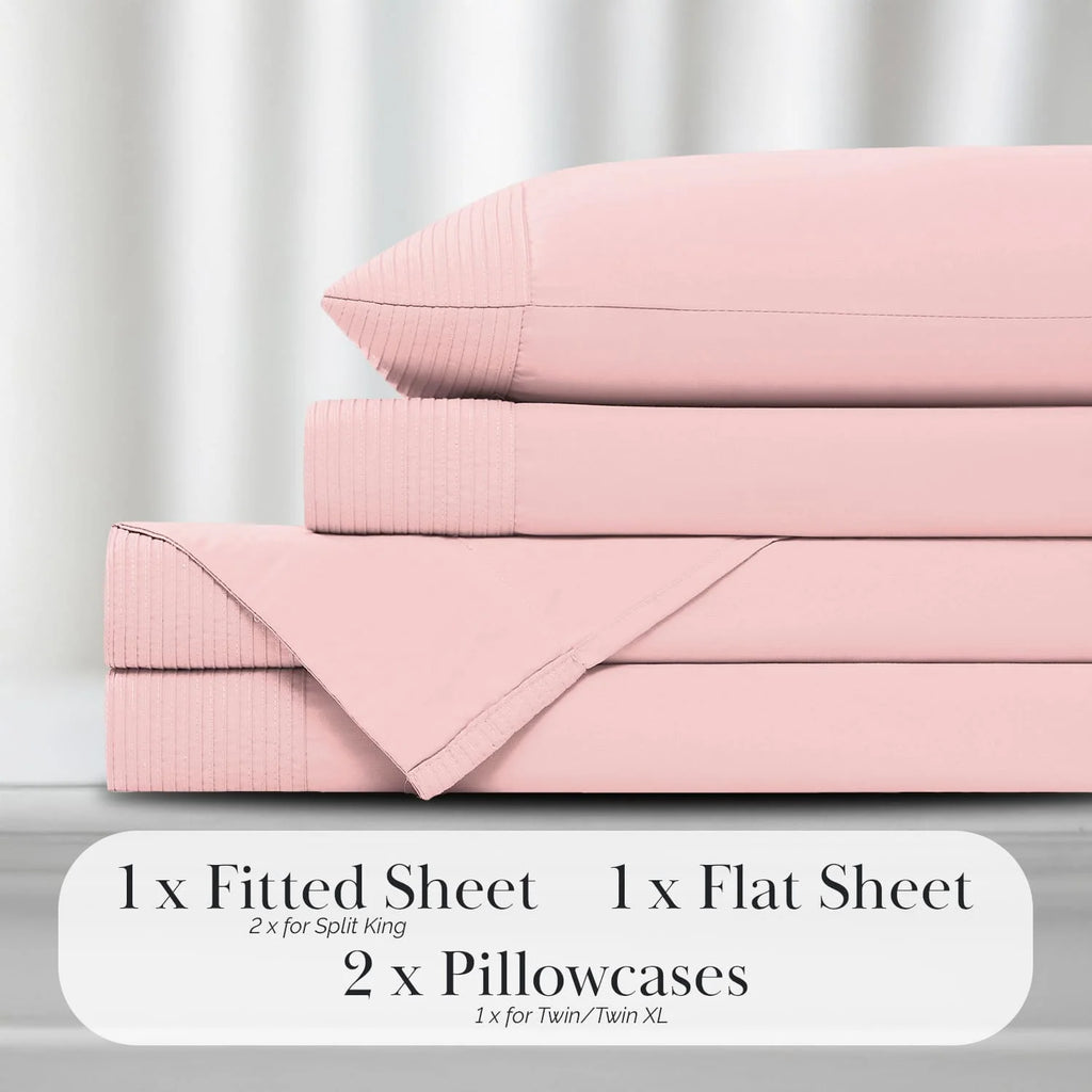 Pleated Microfiber Bed Sheet Set with 21-Inch Extra Deep Pockets for a Soft and Coordinated Bedroom