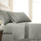 Pleated Microfiber Bed Sheet Set with 21-Inch Extra Deep Pockets for a Soft and Coordinated Be — Steel Grey / California King