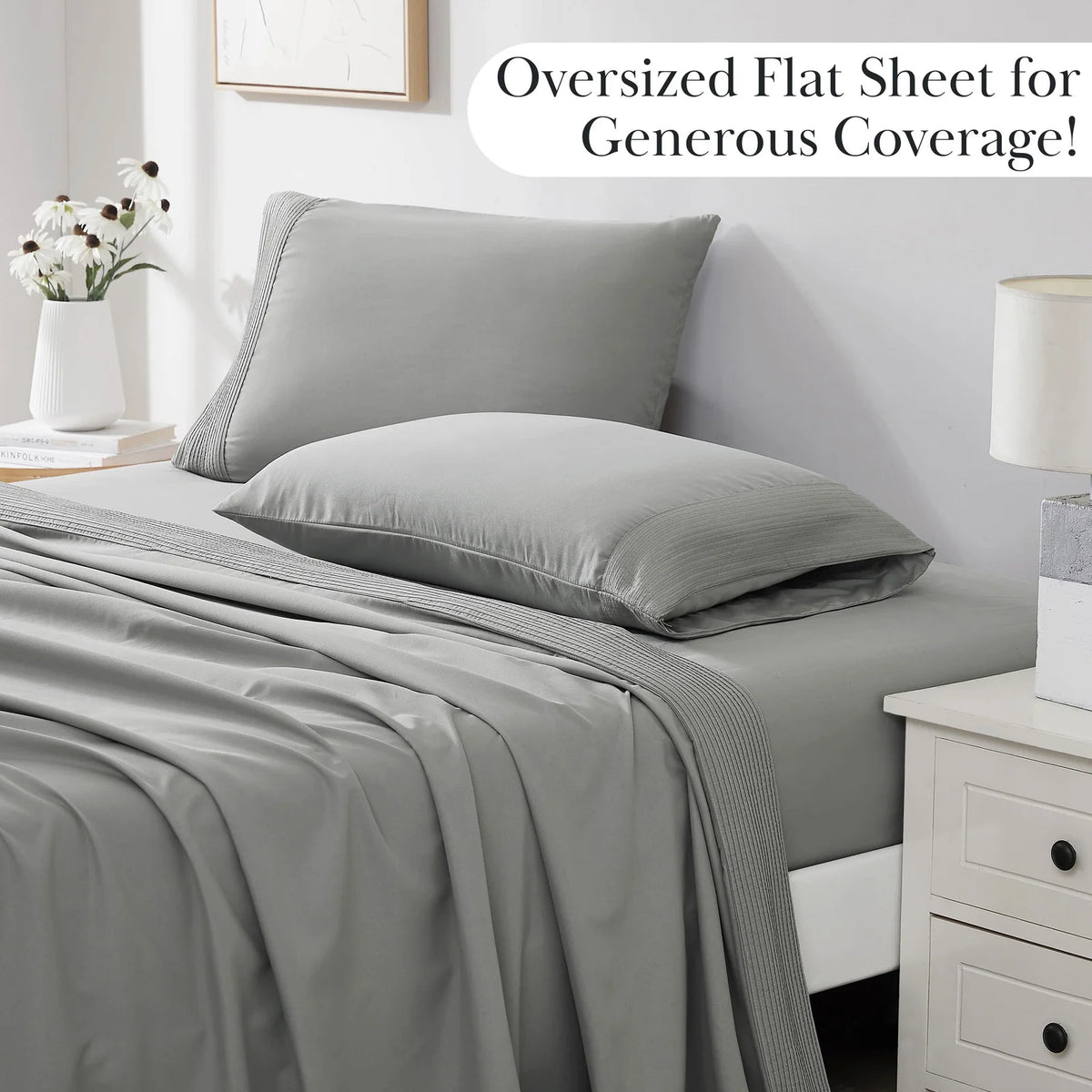 Pleated Microfiber Bed Sheet Set with 21-Inch Extra Deep Pockets for a Soft and Coordinated Bedroom