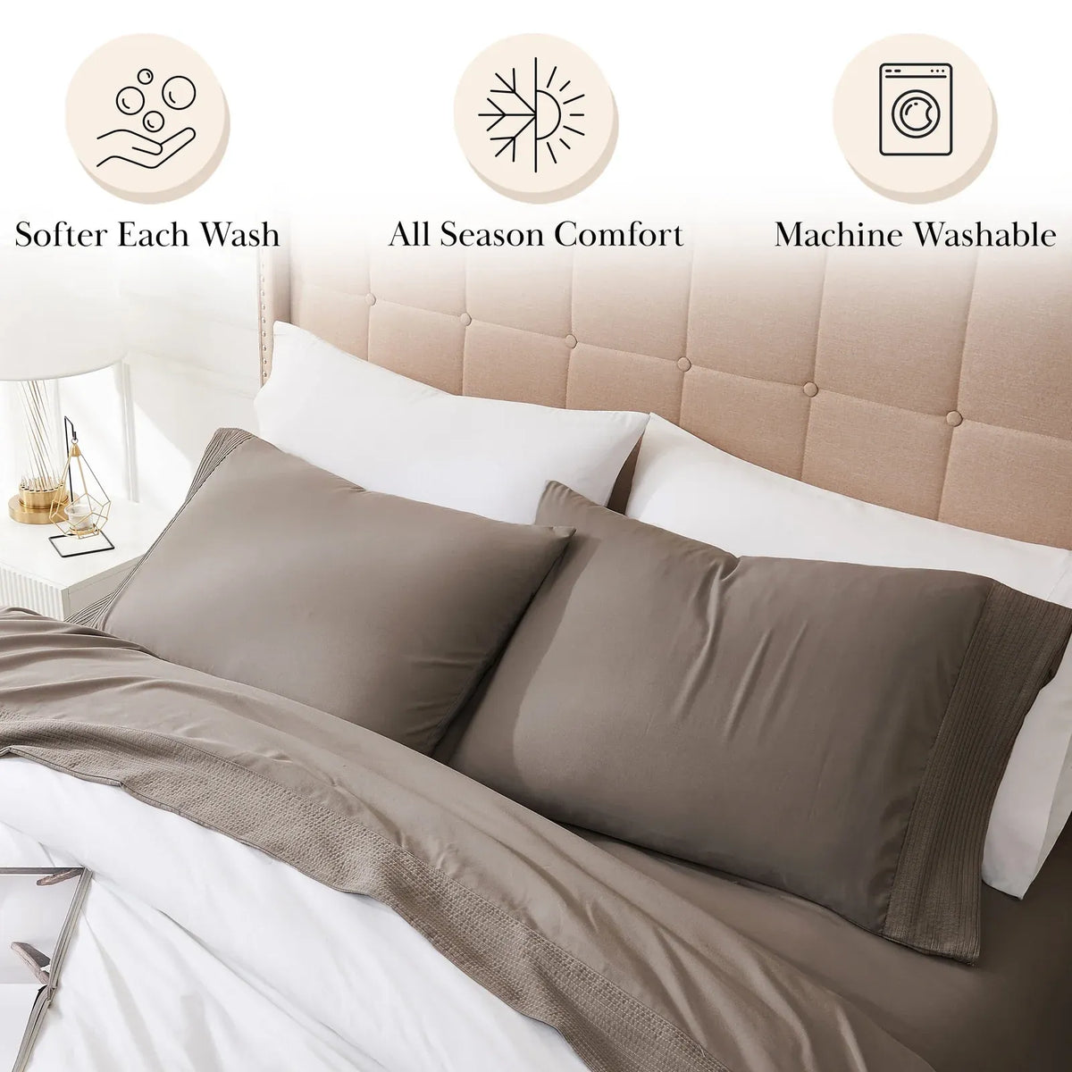 Pleated Microfiber Bed Sheet Set with 21-Inch Extra Deep Pockets for a Soft and Coordinated Bedroom