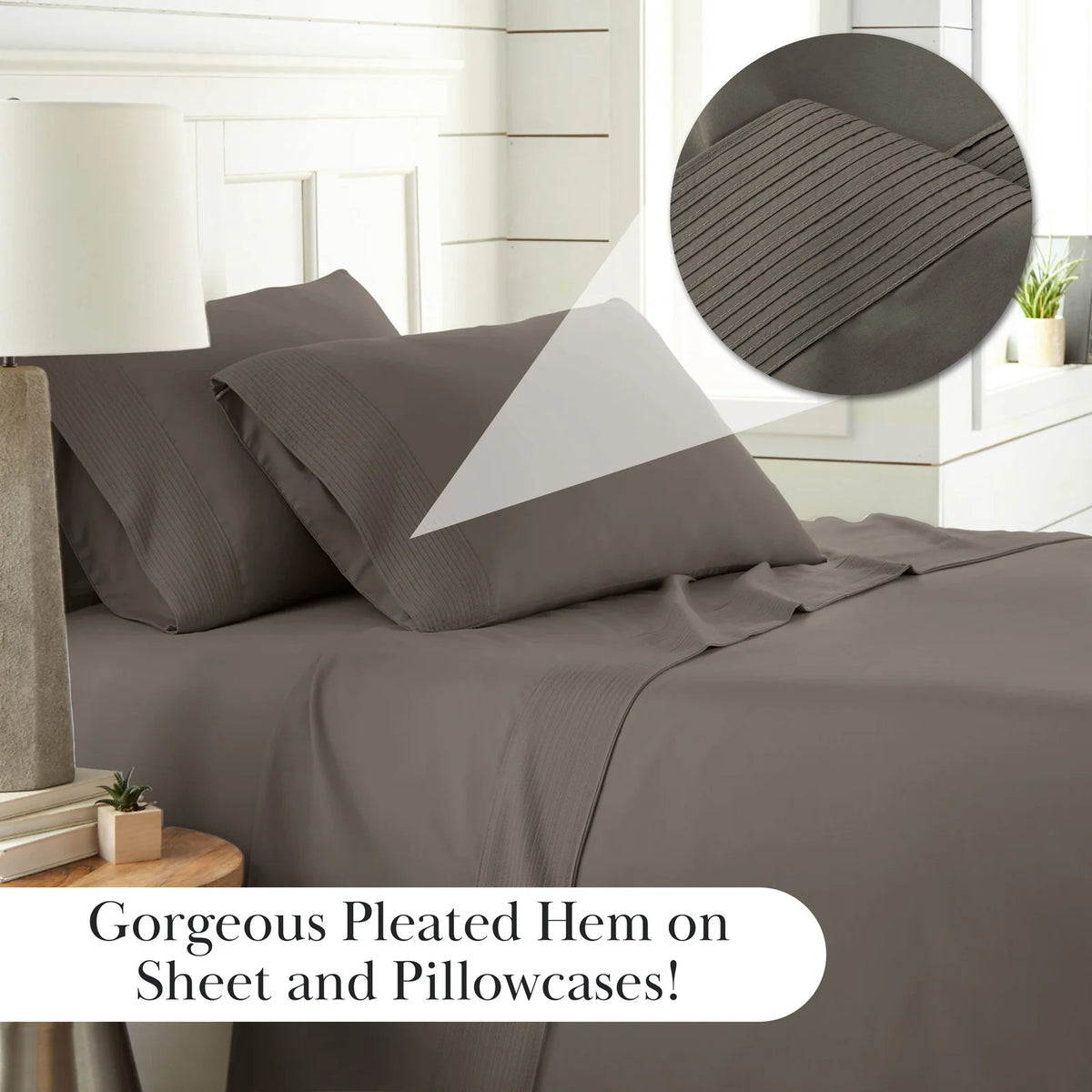 Pleated Microfiber Bed Sheet Set with 21-Inch Extra Deep Pockets for a Soft and Coordinated Bedroom