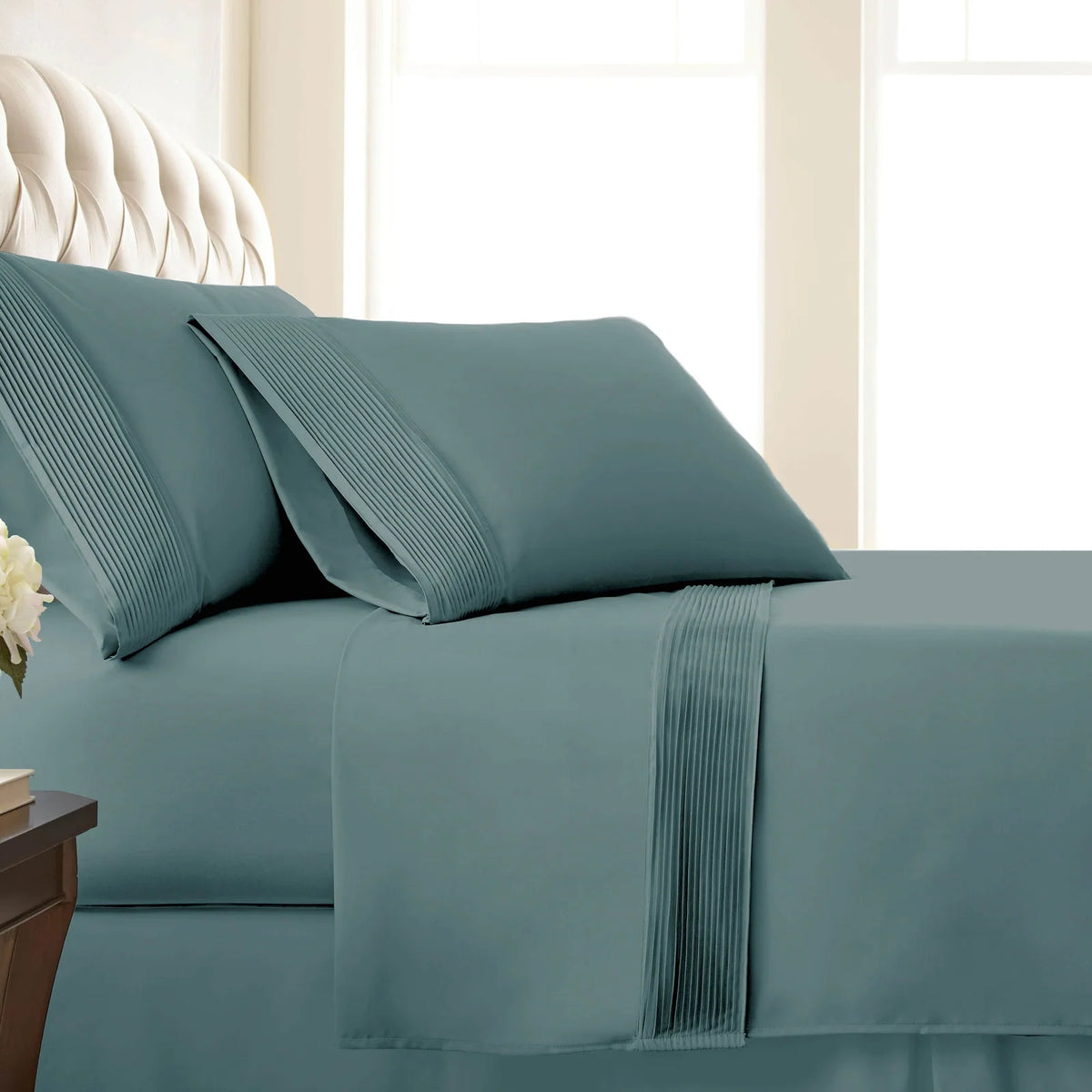 Pleated Microfiber Bed Sheet S — Steel Blue / Twin XL / Steel Blue / Queen / Steel Blue / King / Steel Blue / California King