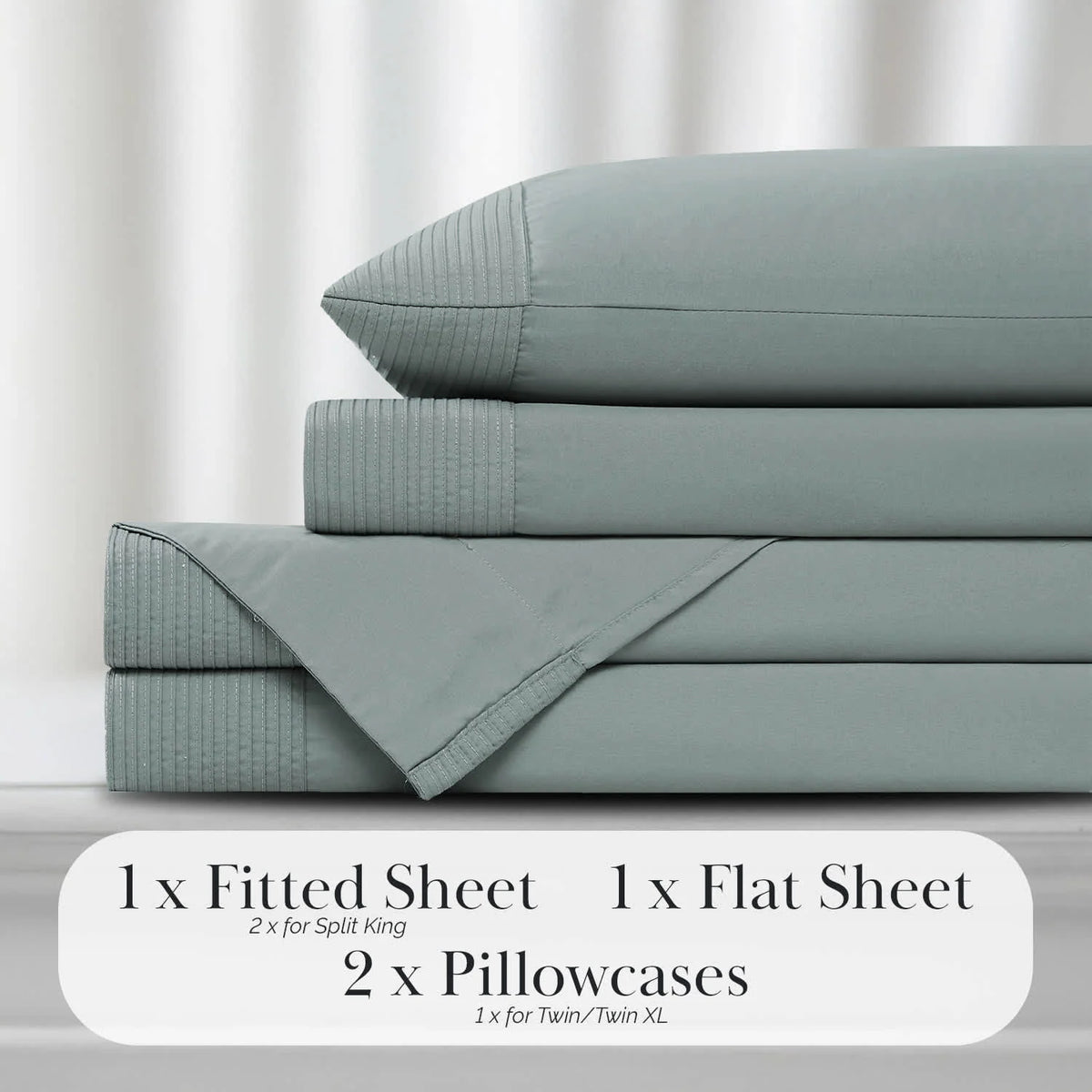 Pleated Microfiber Bed Sheet Set with 21-Inch Extra Deep Pockets for a Soft and Coordinated Bedroom