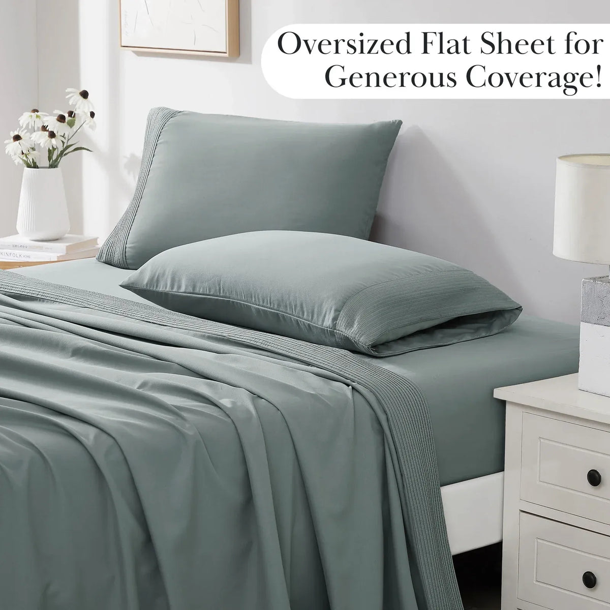 Pleated Microfiber Bed Sheet Set with 21-Inch Extra Deep Pockets for a Soft and Coordinated Bedroom