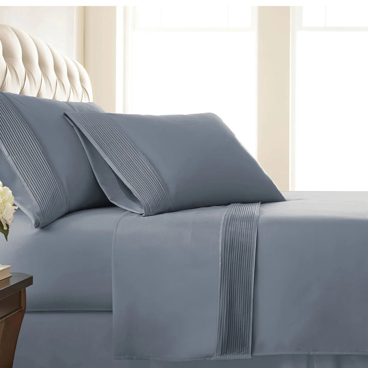 Pleated Microfiber B — Slate Blue / Twin / Slate Blue / Full / Slate Blue / Queen / Slate Blue / Split King / Slate Blue / Ca