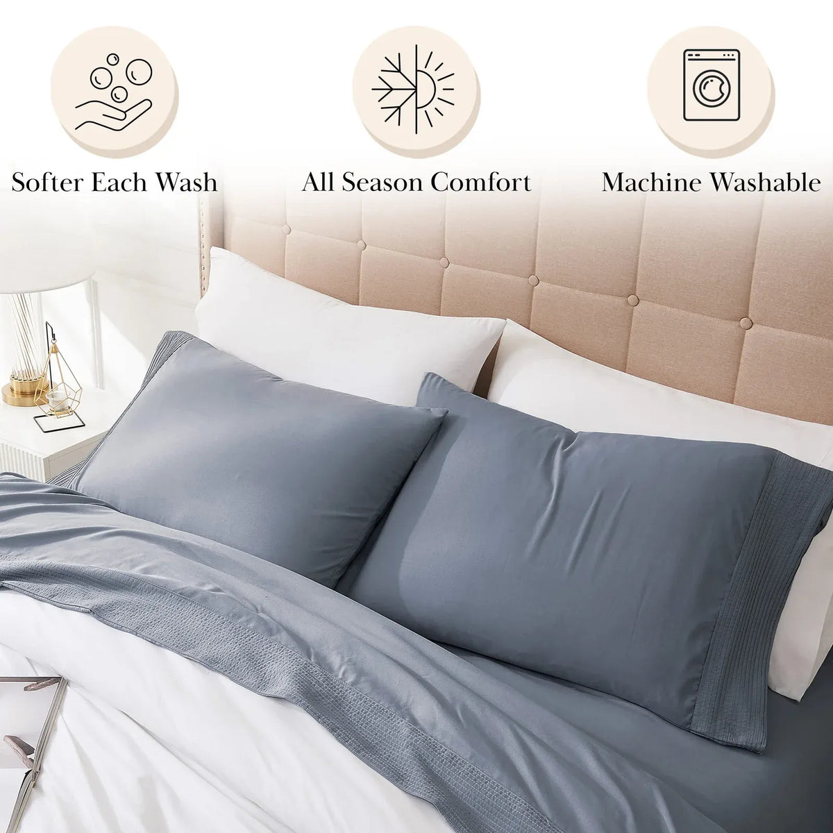 Pleated Microfiber Bed Sheet Set with 21-Inch Extra Deep Pockets for a Soft and Coordinated Bedroom