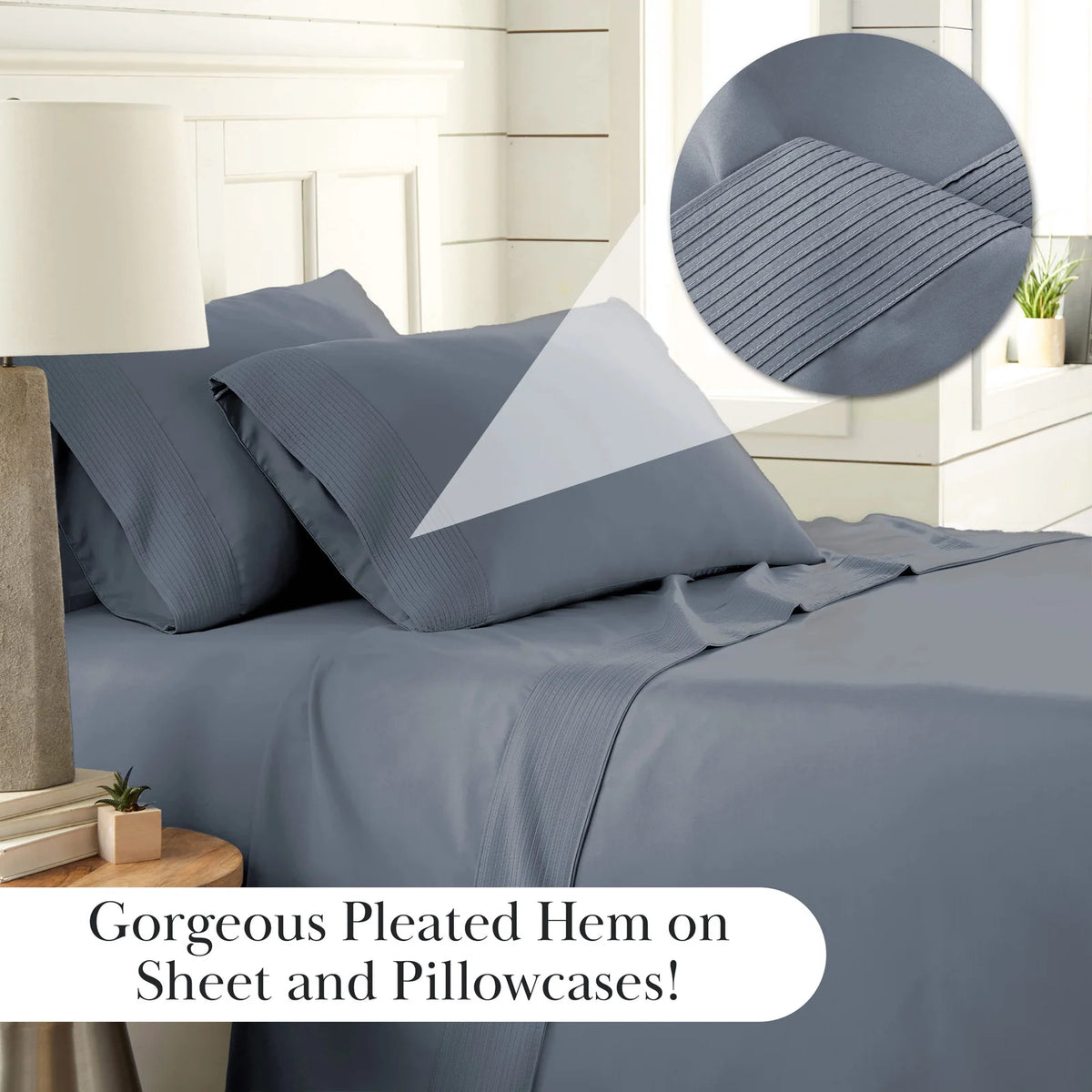 Pleated Microfiber Bed Sheet Set with 21-Inch Extra Deep Pockets for a Soft and Coordinated Bedroom