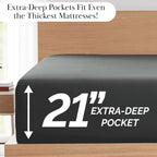 Pleated Microfiber Bed Sheet Set with 21-Inch Extra Deep Pockets for a Soft and Coordinated Bedroom — Slate / California King