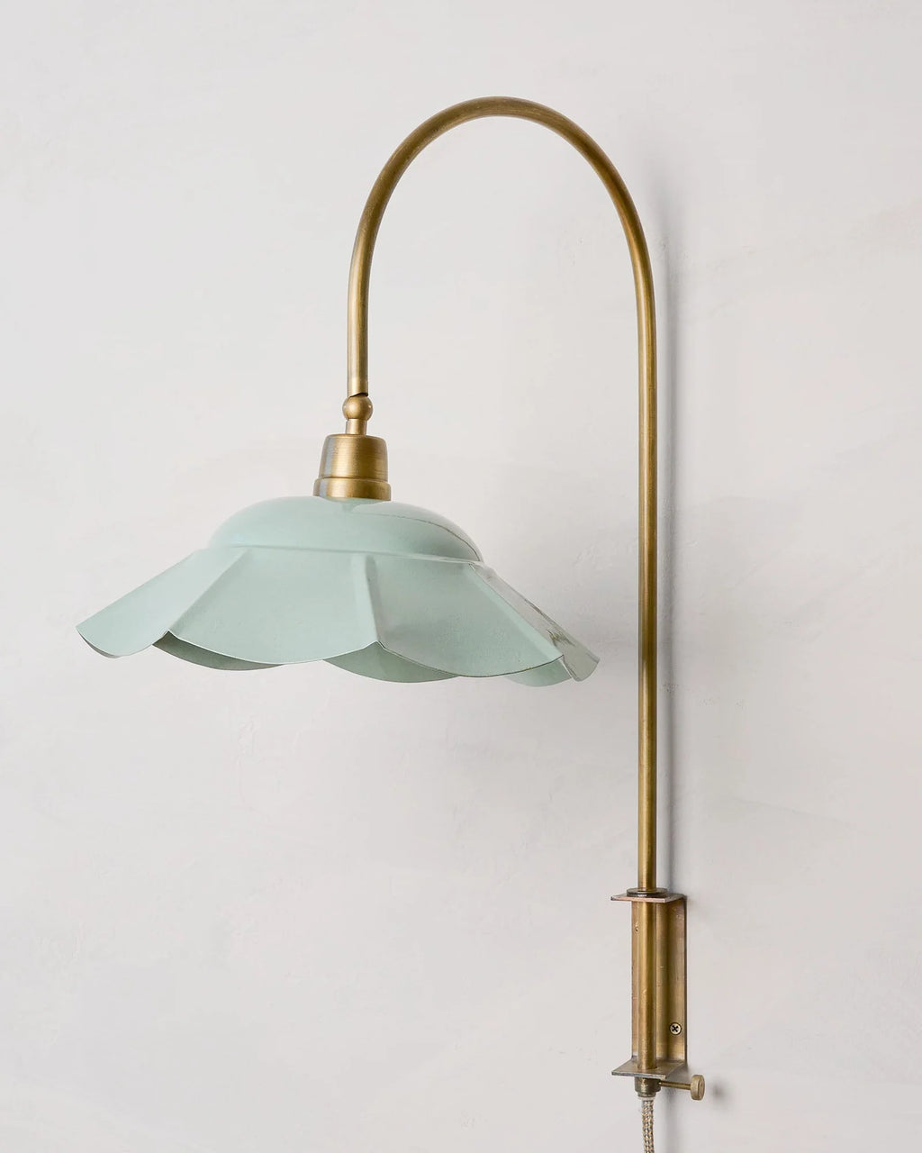 Plug-In Wall Sconce, Sea Foam with Brass