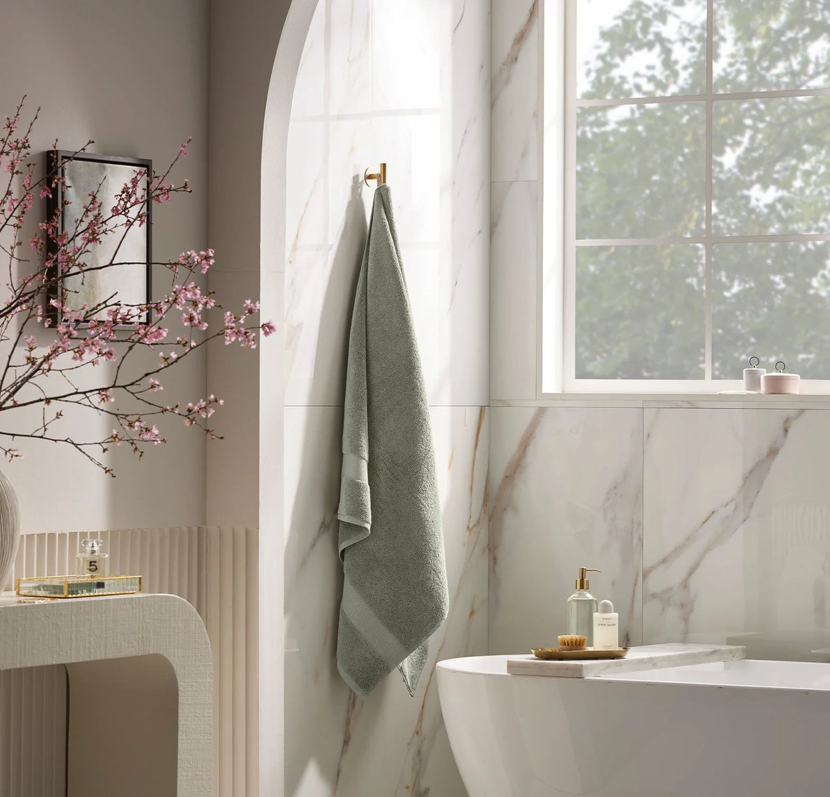 Plush Bath Sheet in Sageleaf, 100% Organic Cotton with Dense Weight and Velvety Soft Hand-Feel