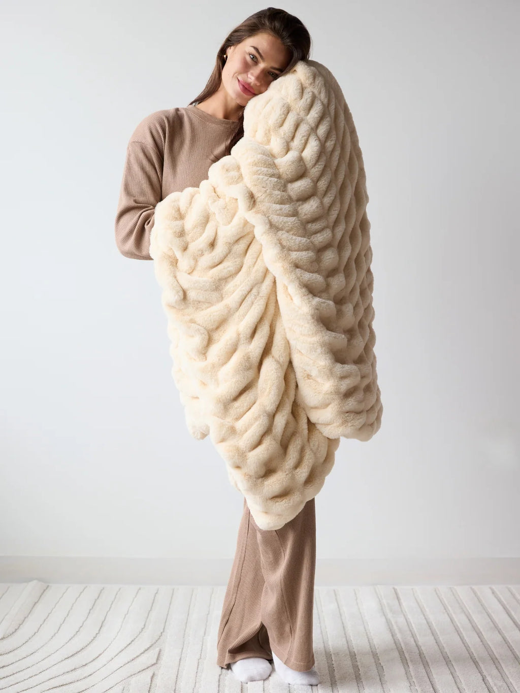 Plush Blanket for Bed or Couch with Four-Way Stretch, Four Sizes and Soft Washable Comfort