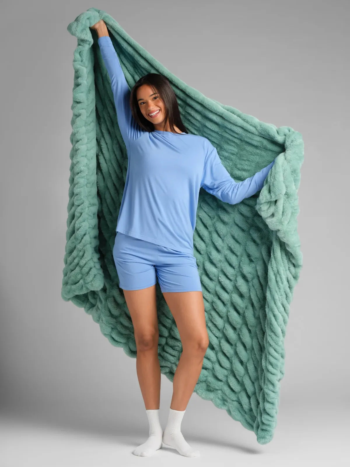 Plush Blanket for Bed or Couch with Four-Way Stretch, Four Sizes and Soft Washable Comfort