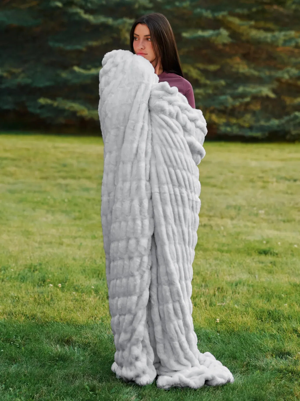 Plush Blanket for Bed or Couch with Four-Way Stretch, Four Sizes and Soft Washable Comfort