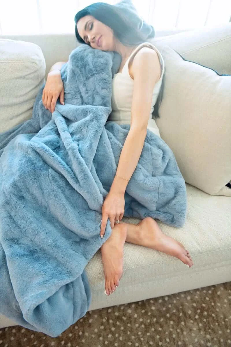 Plush Blanket in Denim Blue