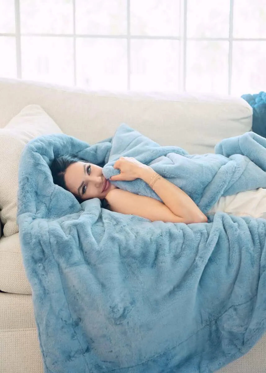 Plush Blanket in Denim Blue