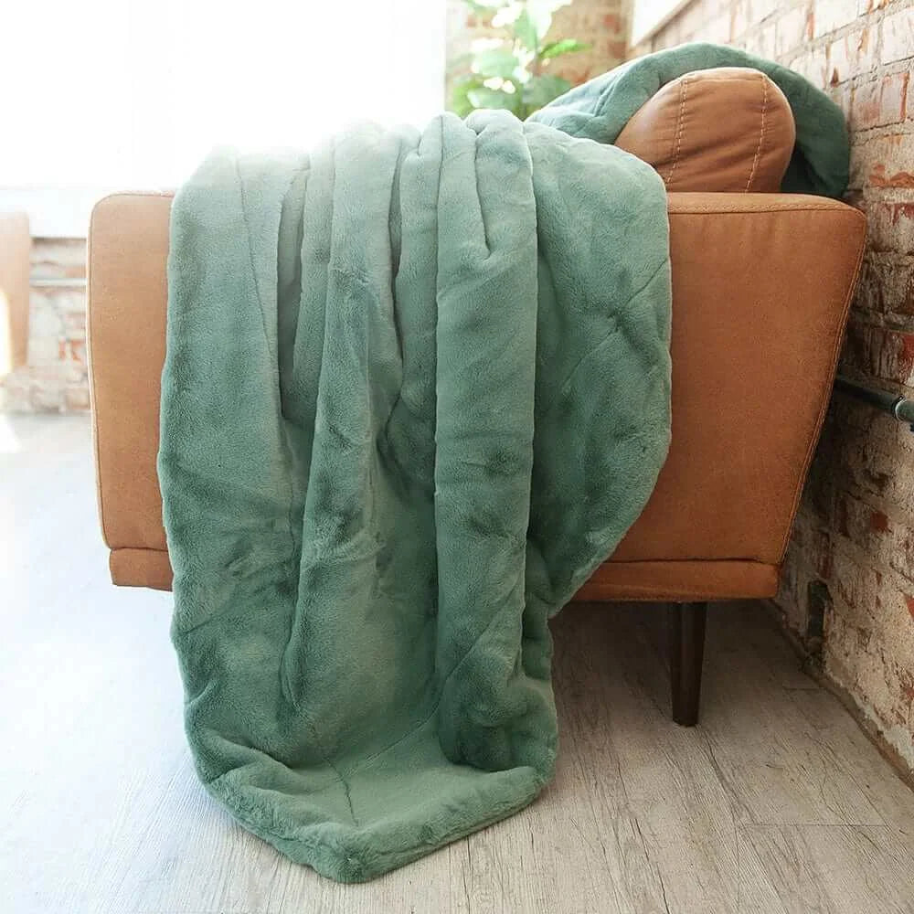 Plush Blanket in Misty Green