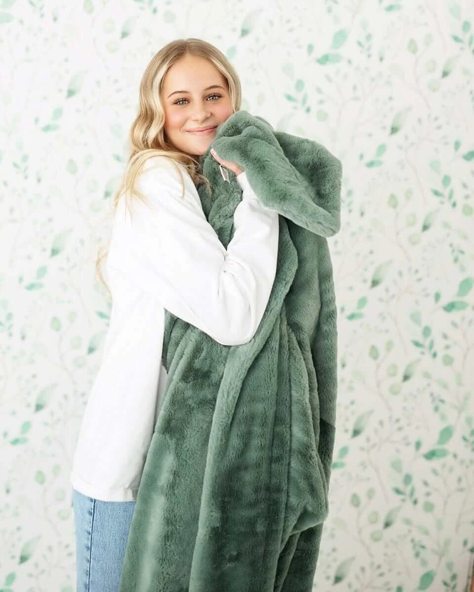 Plush Blanket in Misty Green