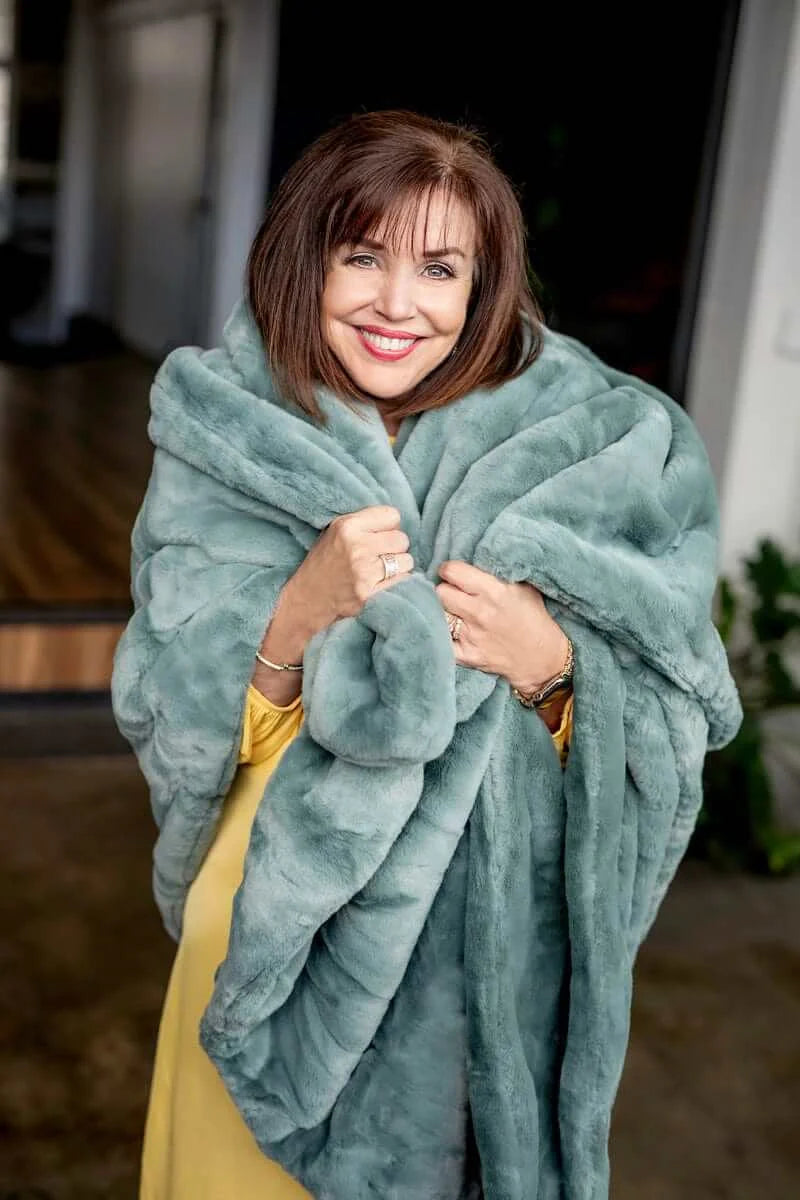 Plush Blanket in Misty Green
