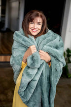 Plush Blanket in Misty Green