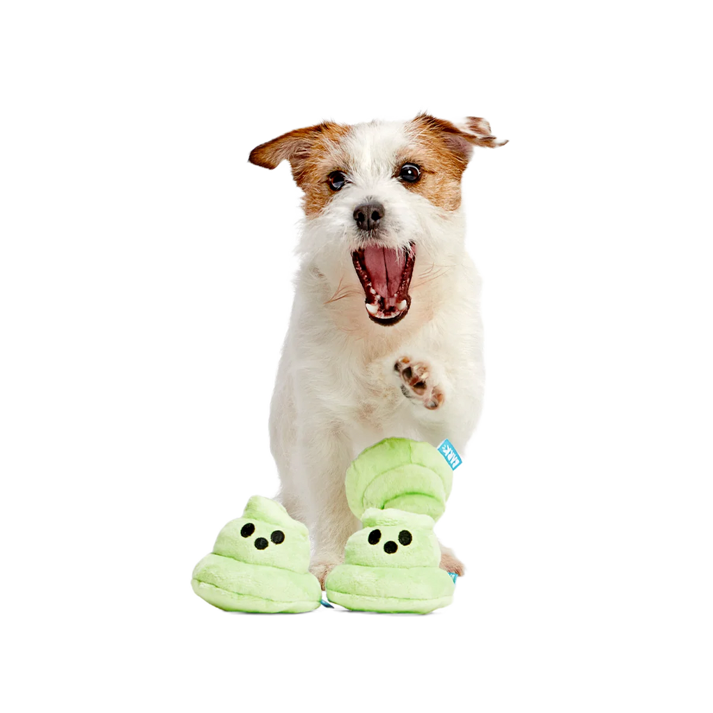 Plush Multi-Part Dog Toy with Glow-in-the-Dark Finish, Crinkle Texture and Three Squeakers