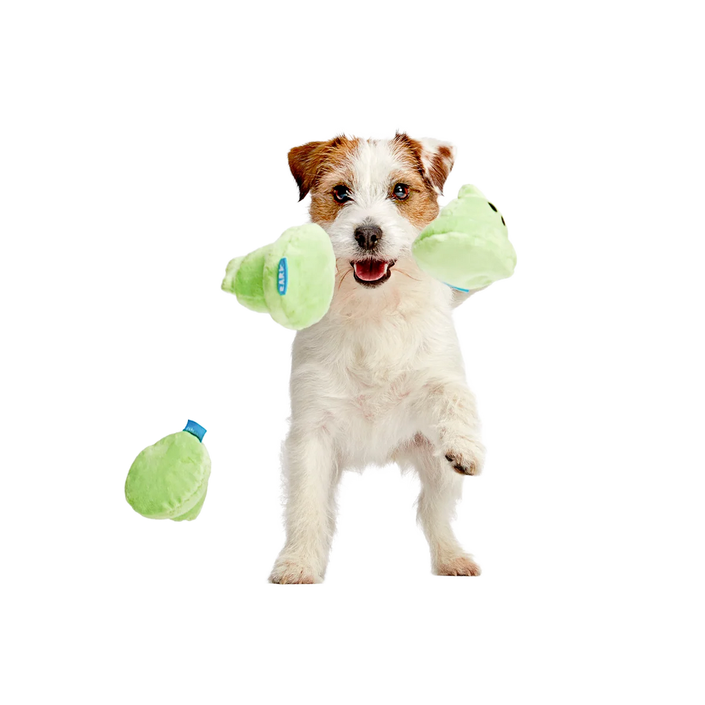 Plush Multi-Part Dog Toy with Glow-in-the-Dark Finish, Crinkle Texture and Three Squeakers
