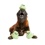 Plush Multi-Part Dog Toy with Glow-in-the-Dark Finish, Crinkle Texture and Three Squeakers