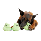 Plush Multi-Part Dog Toy with Glow-in-the-Dark Finish, Crinkle Texture and Three Squeakers