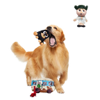 Plush Multi-Part Tug Dog Toy with T-Shirt Rope, Three Squeakers and Crinkle Play for Large Dogs