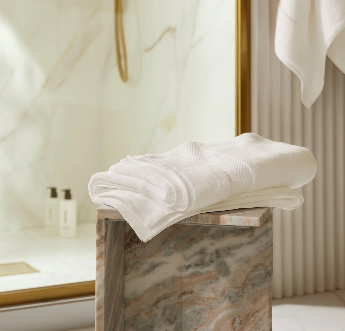 Plush Organic Cotton Bath Towel in White with a Substantial Midweight Feel for Everyday Bathing