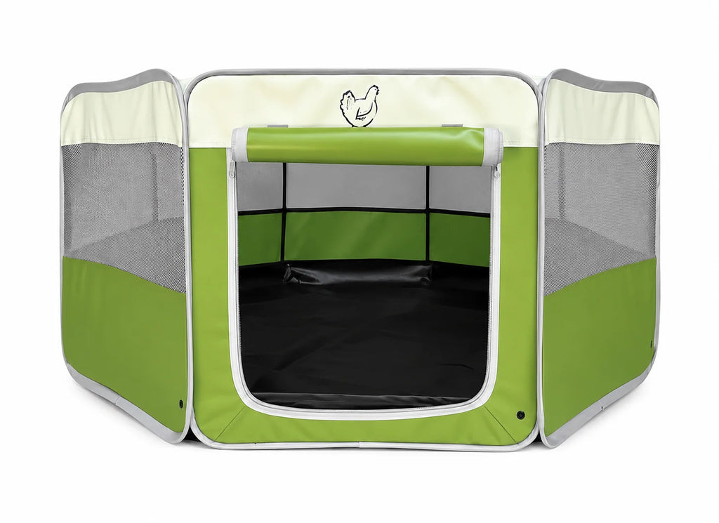Pop-Up Chick Brooder Pen with Enclosed Octagon Design, Zippered Access and Flat-Folding Indoor Setup