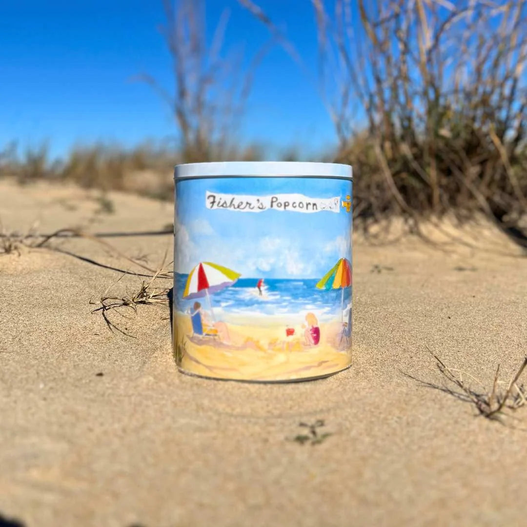 Popcorn Gift Tin in a 1 Gallon Beach Style, Packed Fresh and