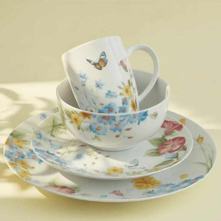Porcelain Dinnerware Set in a Floral Pattern