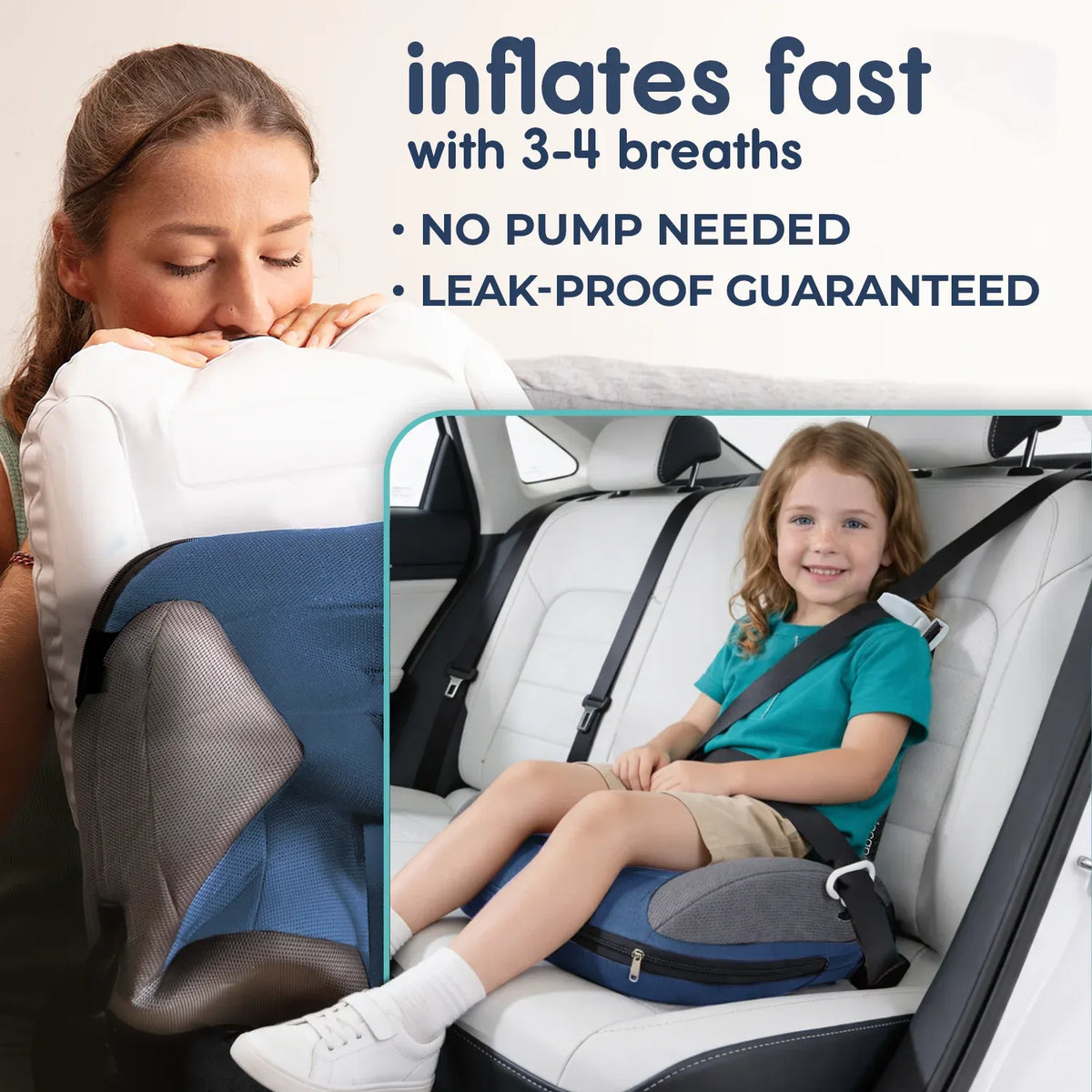 Portable Inflatable Booster Car Seat That Rolls into a Travel Bag