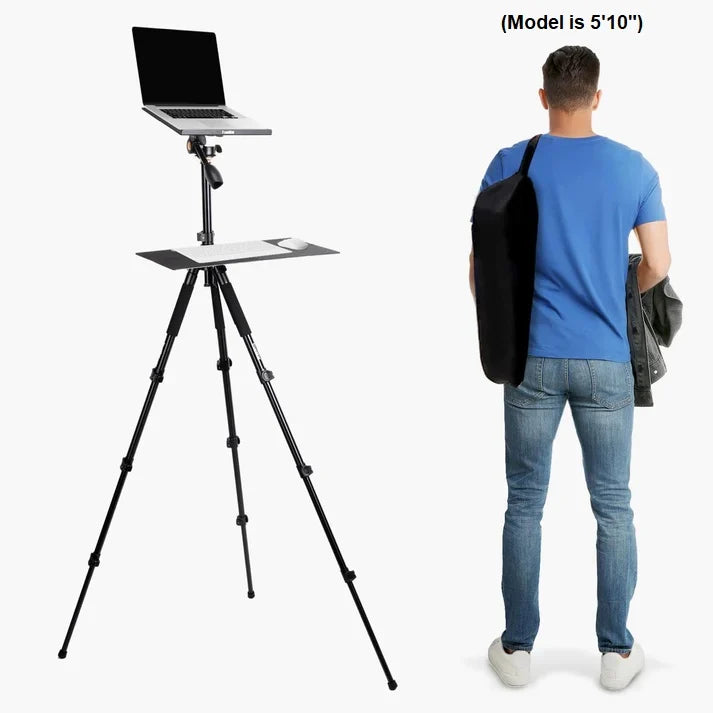Portable Standing Desk with a Separate Keyboard Tray and Foldable Frame for Working in Small Spaces