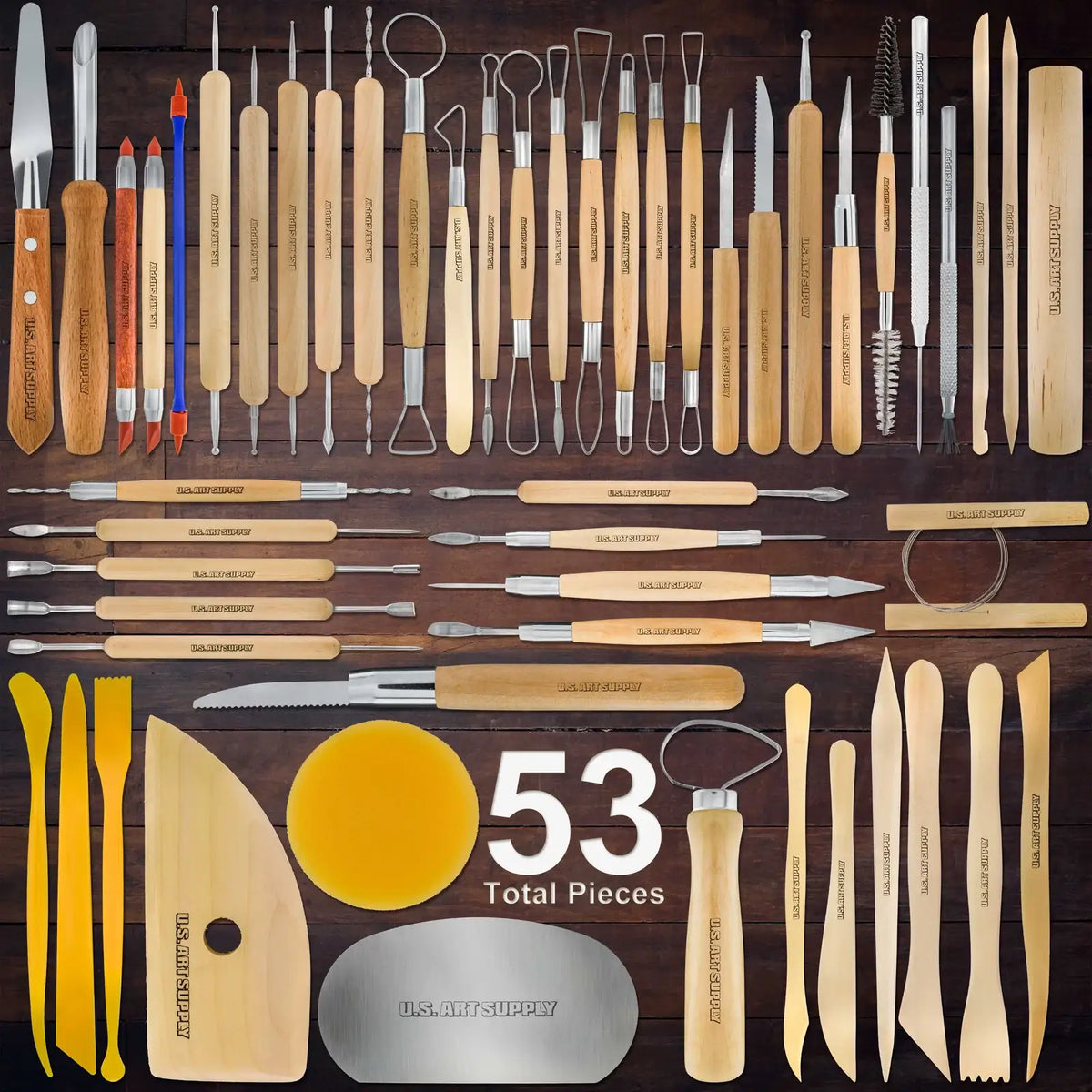 Pottery and Clay Sculpting Tool Set, 53 Pieces for Shaping and Surface Finishing, Includes Storage Case