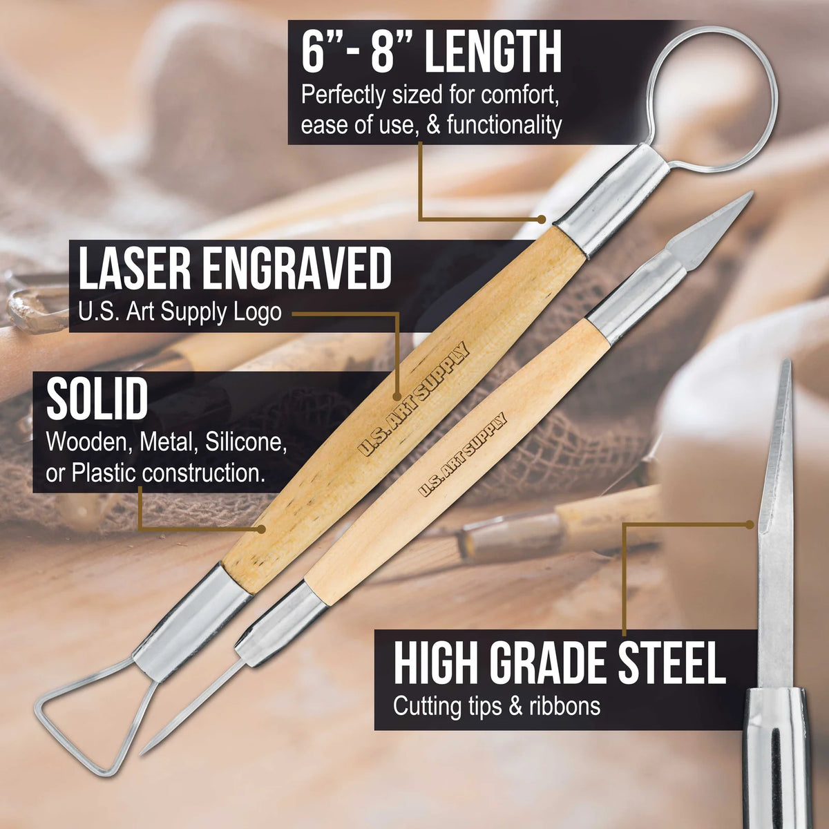 Pottery and Clay Sculpting Tool Set, 53 Pieces for Shaping and Surface Finishing, Includes Storage Case
