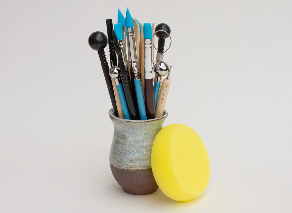 Pottery Tools Set with Over 20 Shaped Tools and Sponge for Miniature Throwing and Hand-Built Ceramics