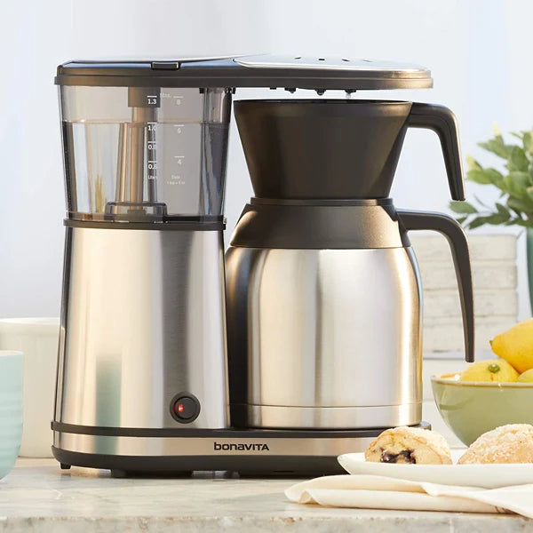 Pour Over Coffee Maker with 8-Cup Brewing, Pre-Infusion, 91–96°C Control and Double-Wall Stainless Steel Carafe