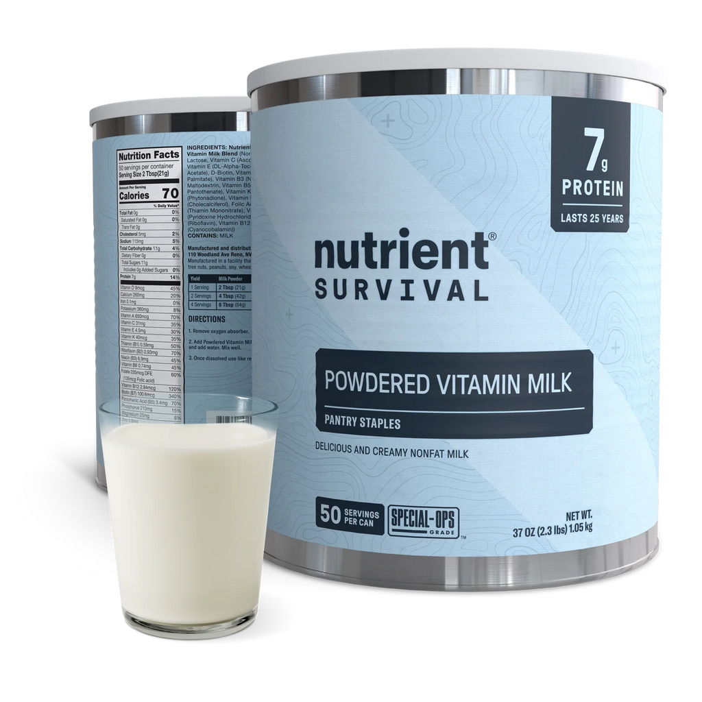 Powdered Milk in a #10 Can with 30 Essential Nutrients per Serving for Everyday Drinks and Baking