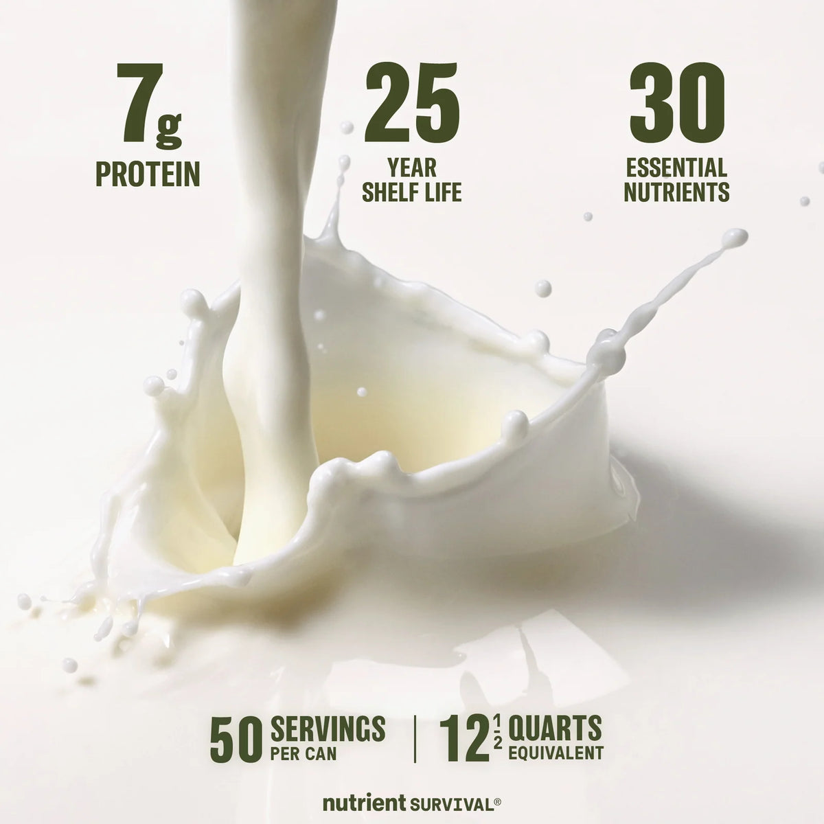 Powdered Milk in a #10 Can with 30 Essential Nutrients per Serving for Everyday Drinks and Baking