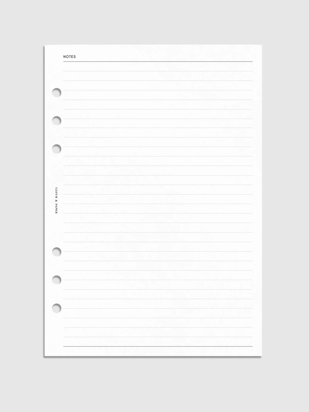 Pre-Punched Lined Notes Planner Inserts