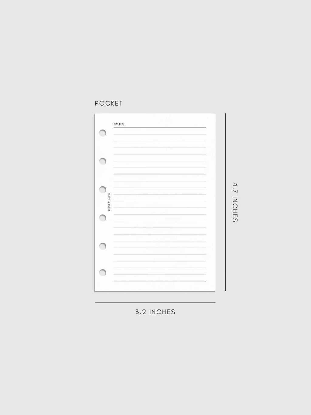 Pre-Punched Lined Notes Planner Inserts, Pocket