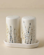 Pressed Floral Ceramic Salt and Pepper Shaker Set with Coordinating Table Tray · salt and pepper shakers