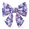 Pressed Pansies Dog Bow with Sailor Tails, Elastic Collar Loops, Cotton Design and Small or Large Sizes