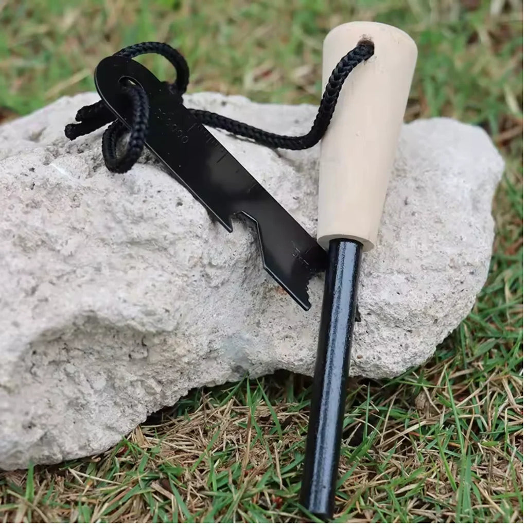 Primitive Fire Starting Kit with Three Fire Methods and a MOLLE Pouch for Outdoor Preparedness